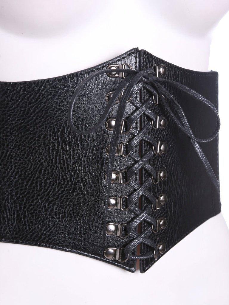 Criss Cross Lace Up PU Belt-accessories-Des Mess