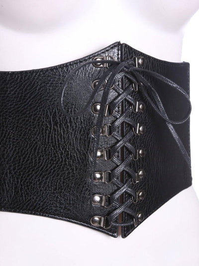 Criss Cross Lace Up PU Belt-accessories-Des Mess