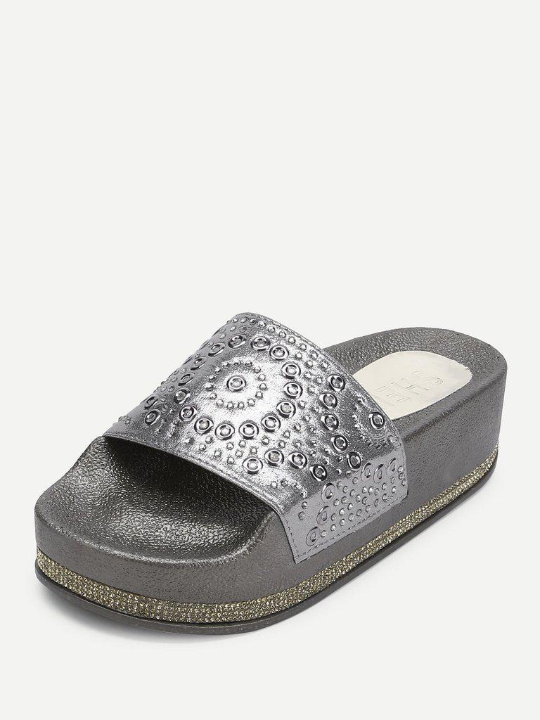Geometric Pattern Flatform Sandals-shoes-Des Mess