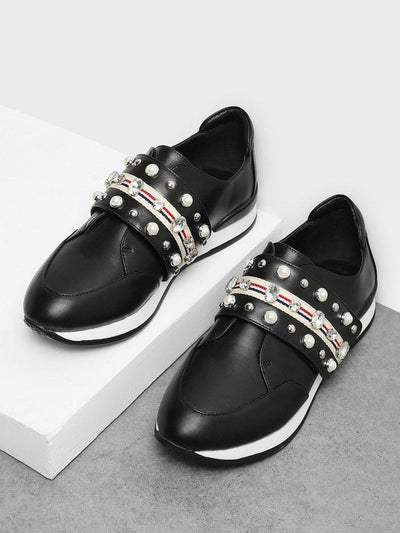 Rhinestone Design Slip On Sneakers-shoes-Des Mess