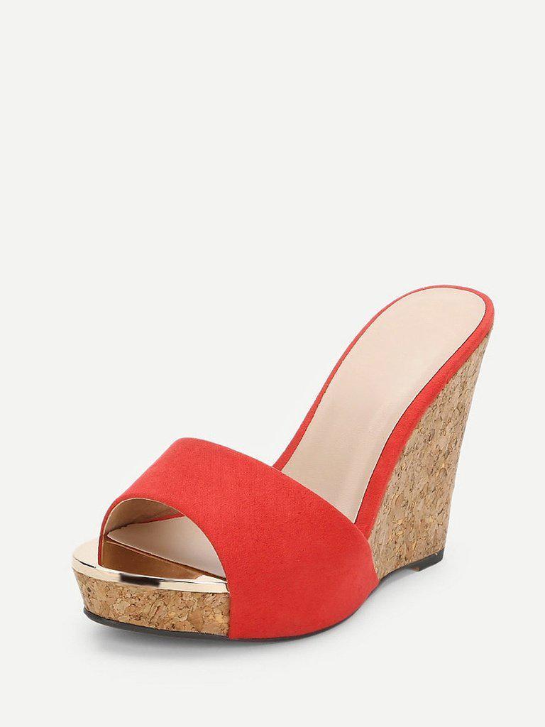 Suede Platform Wedge Mules-shoes-Des Mess