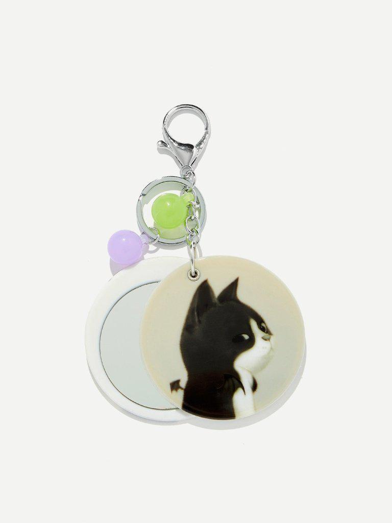 Random Color Ball Cat Pattern Round Keychain-others-Des Mess
