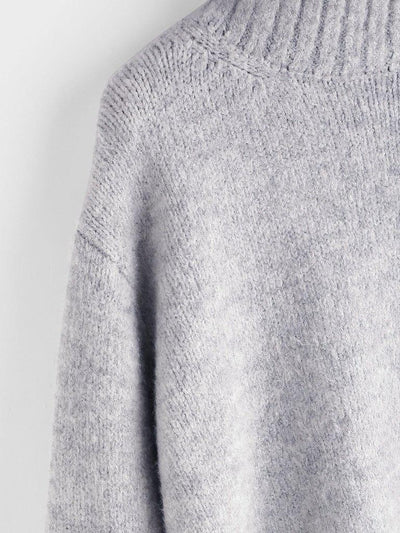 Marled Knit Stepped Hem Jumper-outerwear-Des Mess