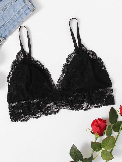 Scallop Trim Lace Bralette-lingerie-Des Mess
