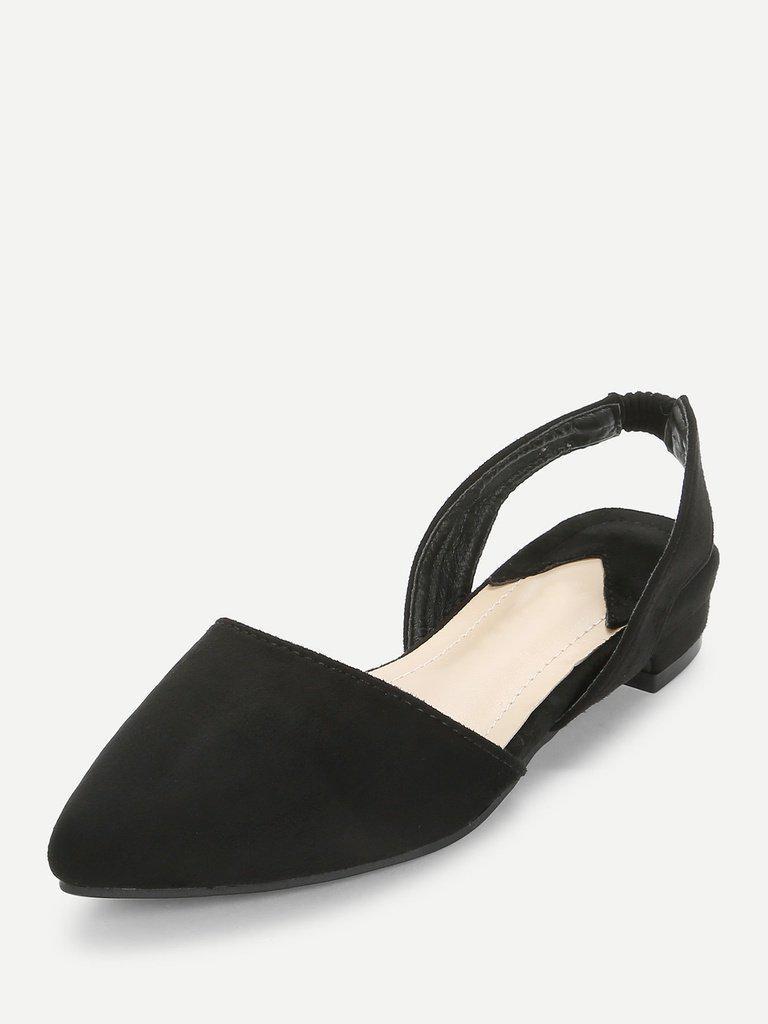 Pointed Toe Suede Slingback Flats-shoes-Des Mess