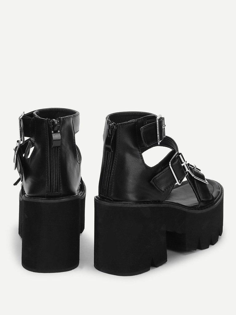 Buckle Detail Strappy Platform Wedges-shoes-Des Mess
