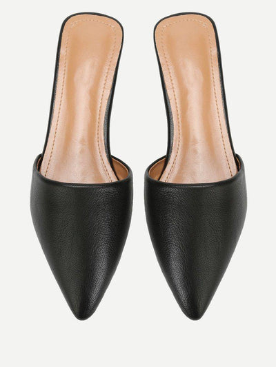 PU Pointed Toe Flat Mules-shoes-Des Mess