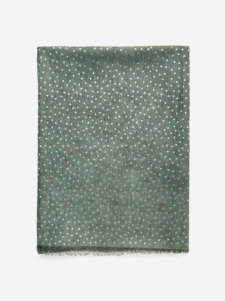 Metallic Star Print Raw Edge Scarf-accessories-Des Mess