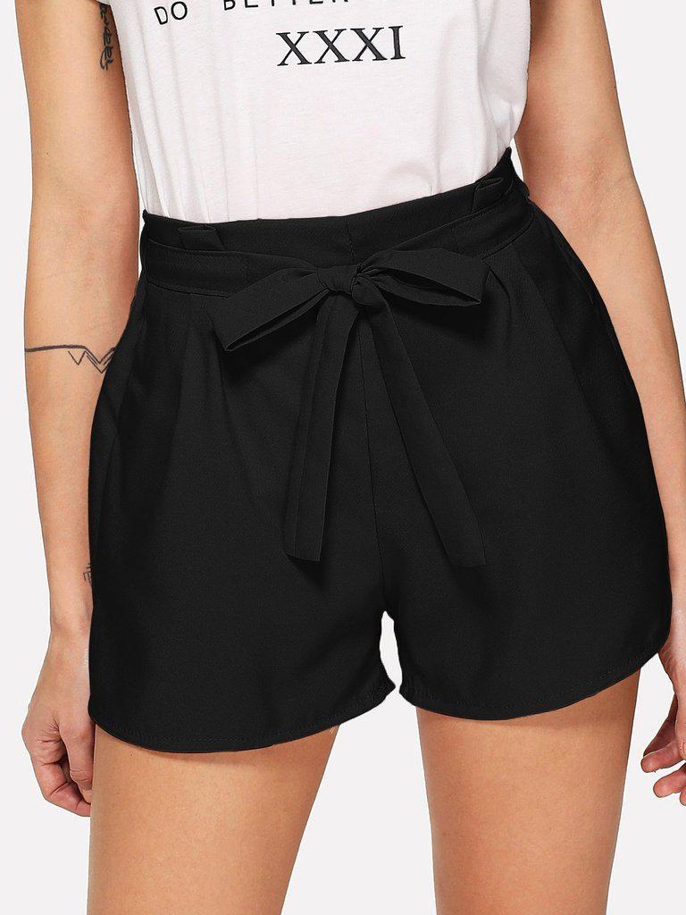 High Waist Self-tie Shorts-bottom-Des Mess