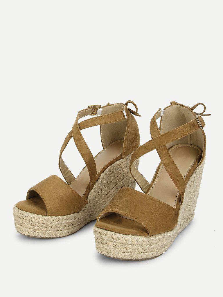 Bow Detail Platform Wedge Sandals-shoes-Des Mess