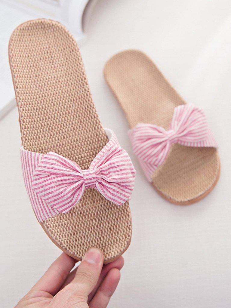 Striped Bow Flat Sliders-shoes-Des Mess