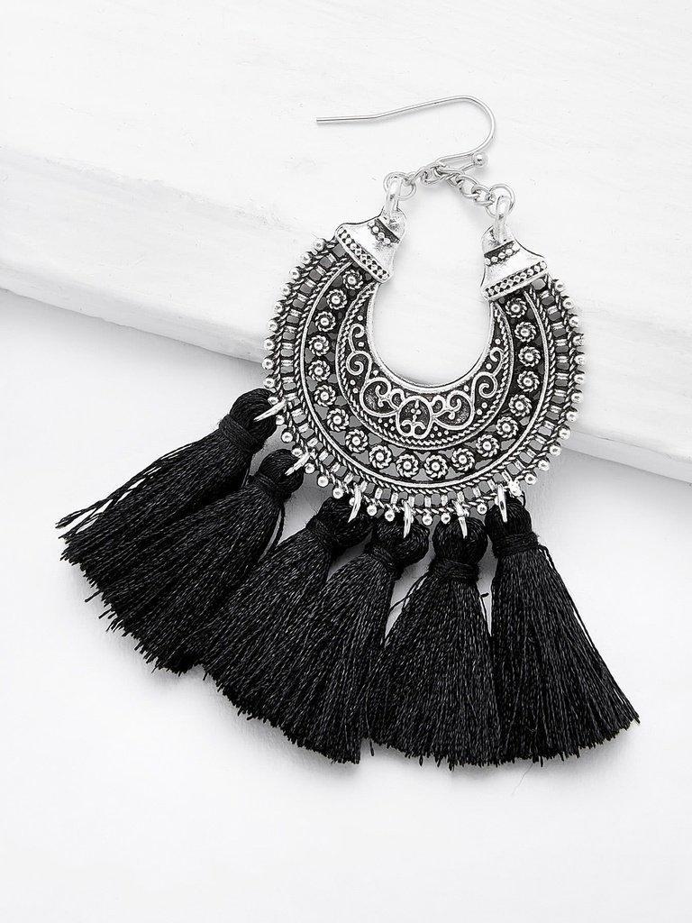 Circle Hoop Vintage Tassel Earrings-jewelry-Des Mess