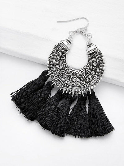 Circle Hoop Vintage Tassel Earrings-jewelry-Des Mess