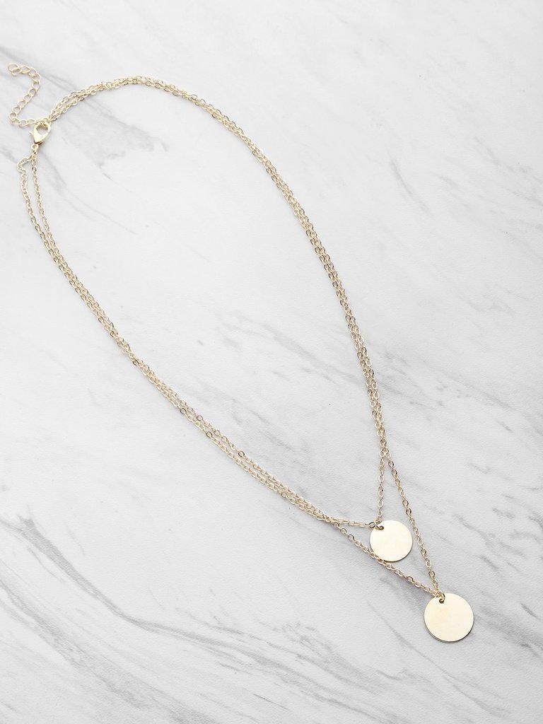 Coin Fringe Detail Delicate Double Layer Necklace-jewelry-Des Mess