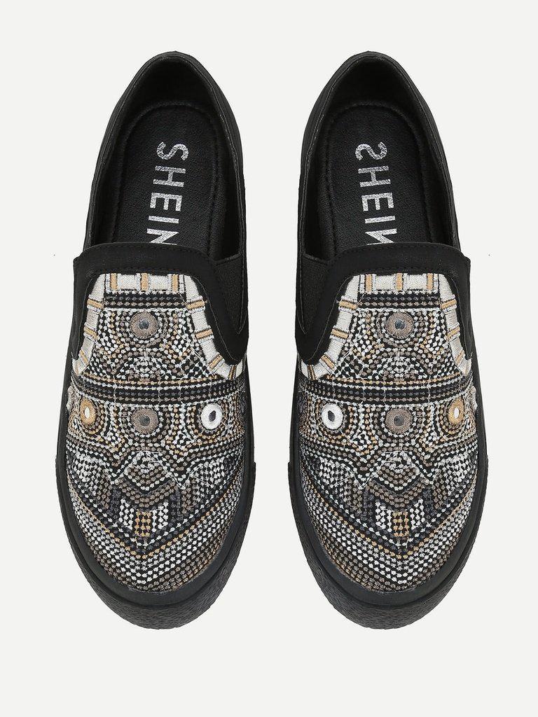 Geometric Pattern Low Top Sneakers-shoes-Des Mess