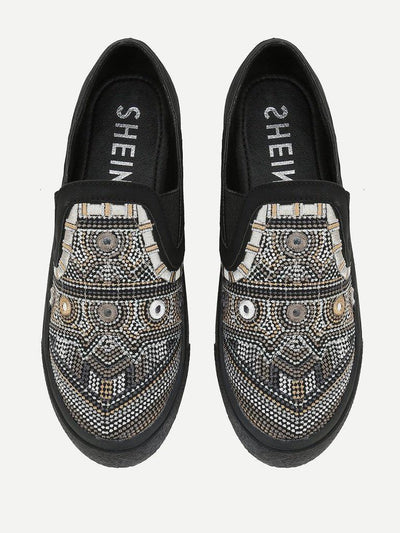 Geometric Pattern Low Top Sneakers-shoes-Des Mess
