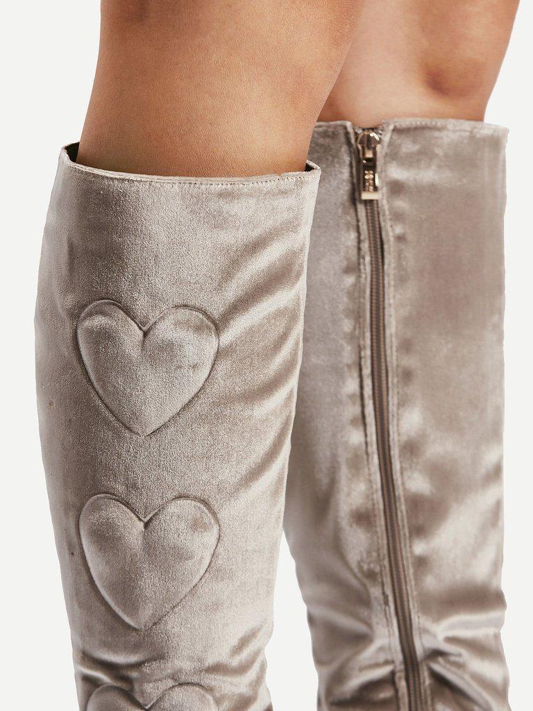 Heart Pattern Knee High Boots-shoes-Des Mess