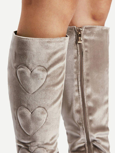 Heart Pattern Knee High Boots-shoes-Des Mess