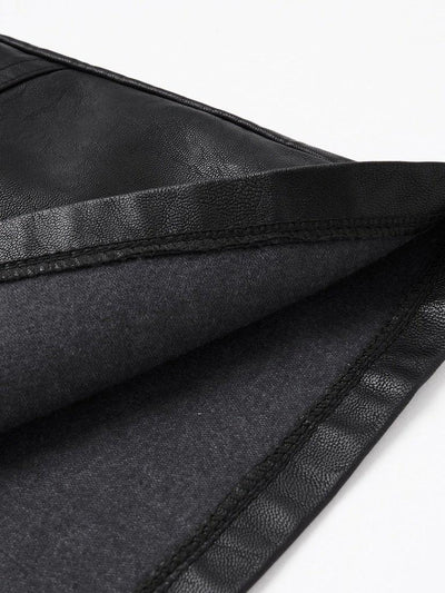 Zip Front PU Skirt-bottom-Des Mess