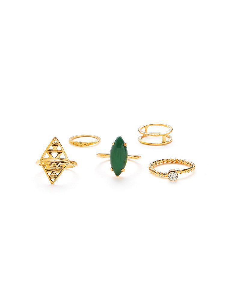 Gemstone Hollow Ring Set 5pcs-jewelry-Des Mess