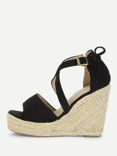 Bow Detail Platform Wedge Sandals-shoes-Des Mess