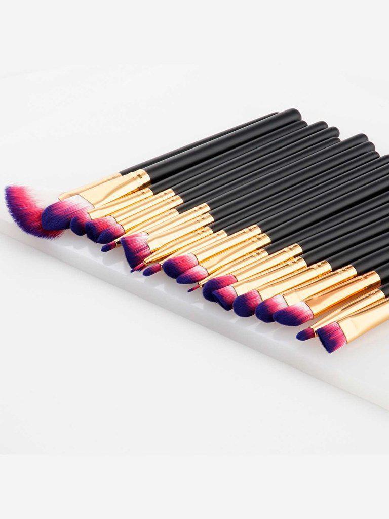 Color Block Bristle Makeup Brush 20pcs--Des Mess