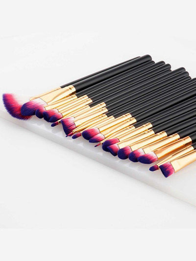 Color Block Bristle Makeup Brush 20pcs--Des Mess
