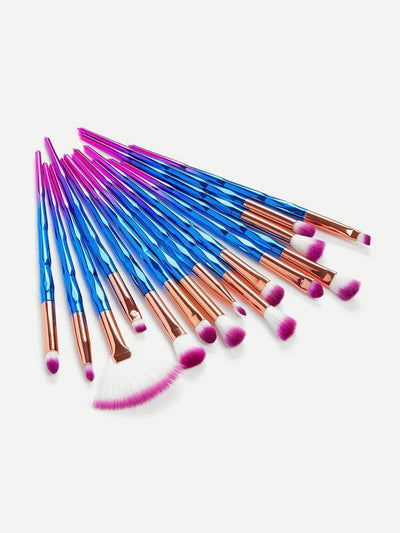 Ombre Handle Makeup Brush 15pcs-makeup-Des Mess