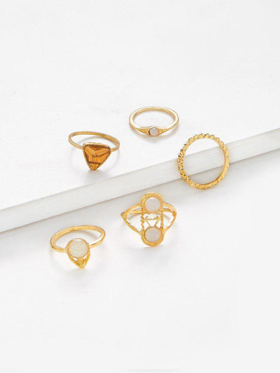 Multi Shaped Ring Set 5pcs-jewelry-Des Mess