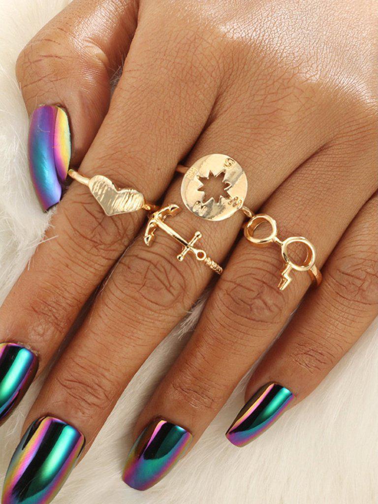 Anchor Design Ring Set 4pcs-jewelry-Des Mess
