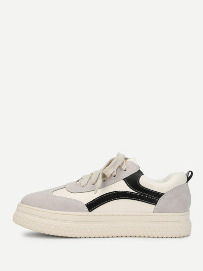 Lace Up Splice Platform Sneakers-shoes-Des Mess