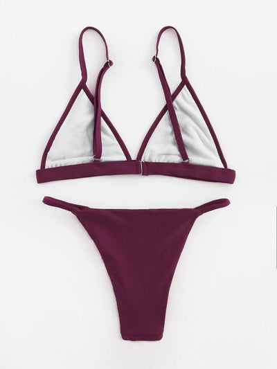 Adjustable Strap Triangle Bikini Set-swimwear-Des Mess
