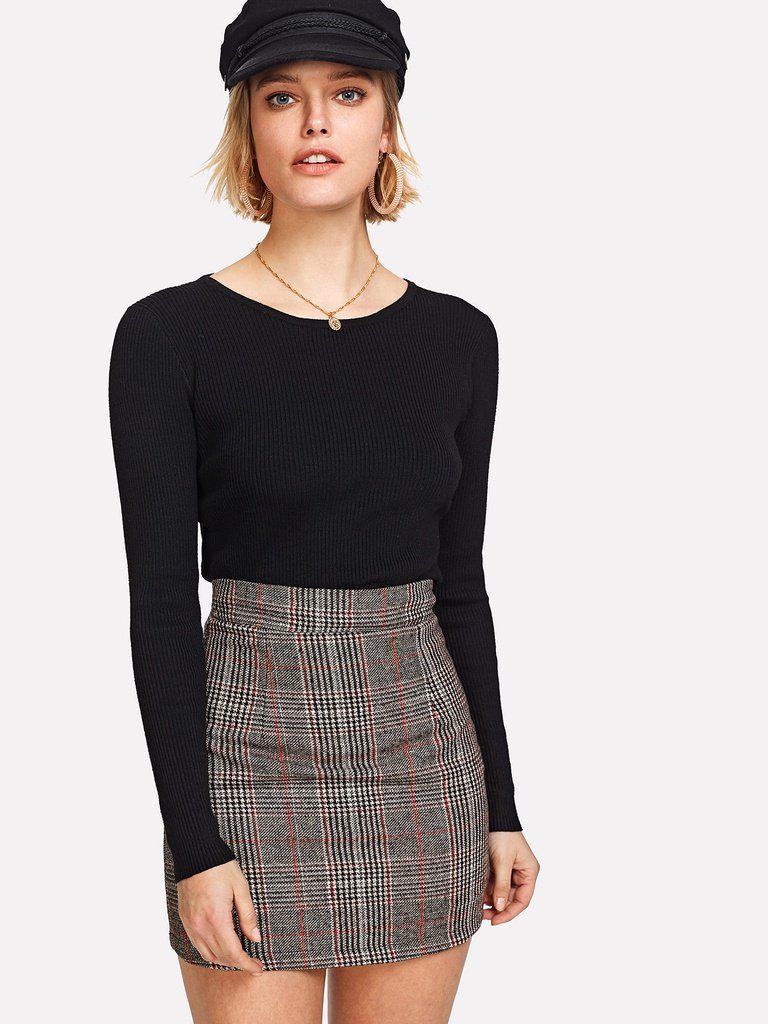 Wales Check Zip Back Skirt-bottom-Des Mess
