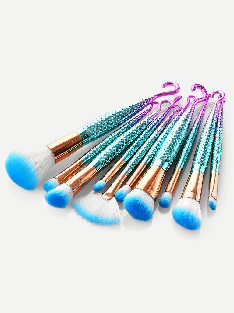 Mermaid Handle Makeup Brush Set 10pcs--Des Mess