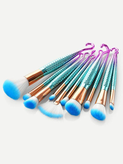 Mermaid Handle Makeup Brush Set 10pcs--Des Mess