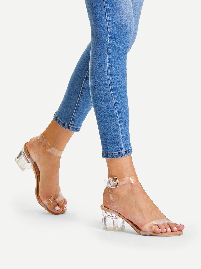 Clear Strap Block Heeled Sandals-shoes-Des Mess