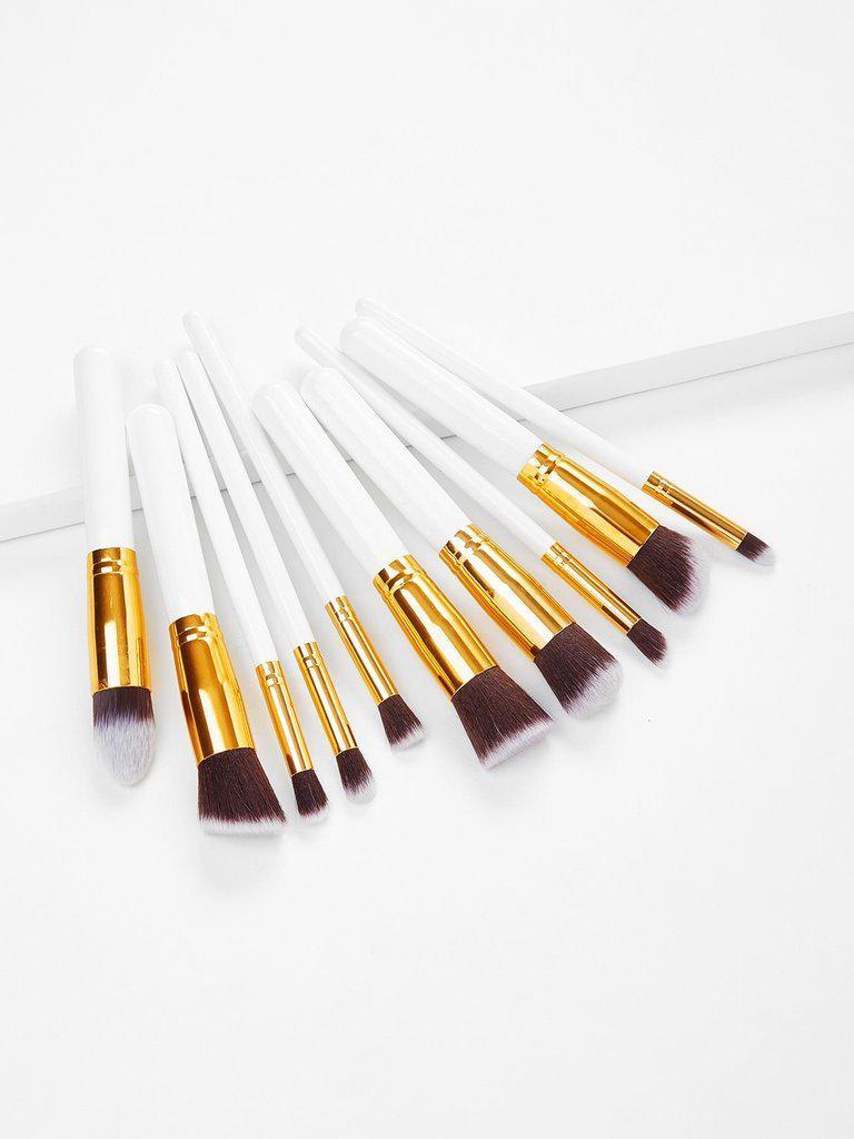 10PCS White Professional Makeup Brush Set--Des Mess