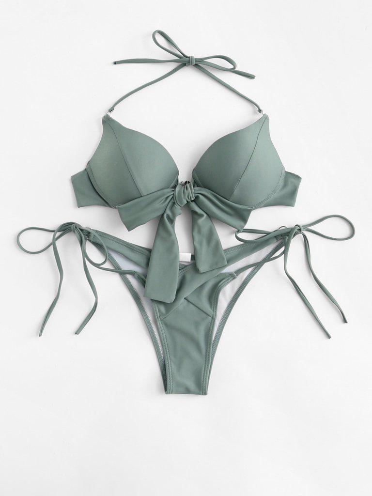Crossover Bow Tie Bikini Set-swimwear-Des Mess