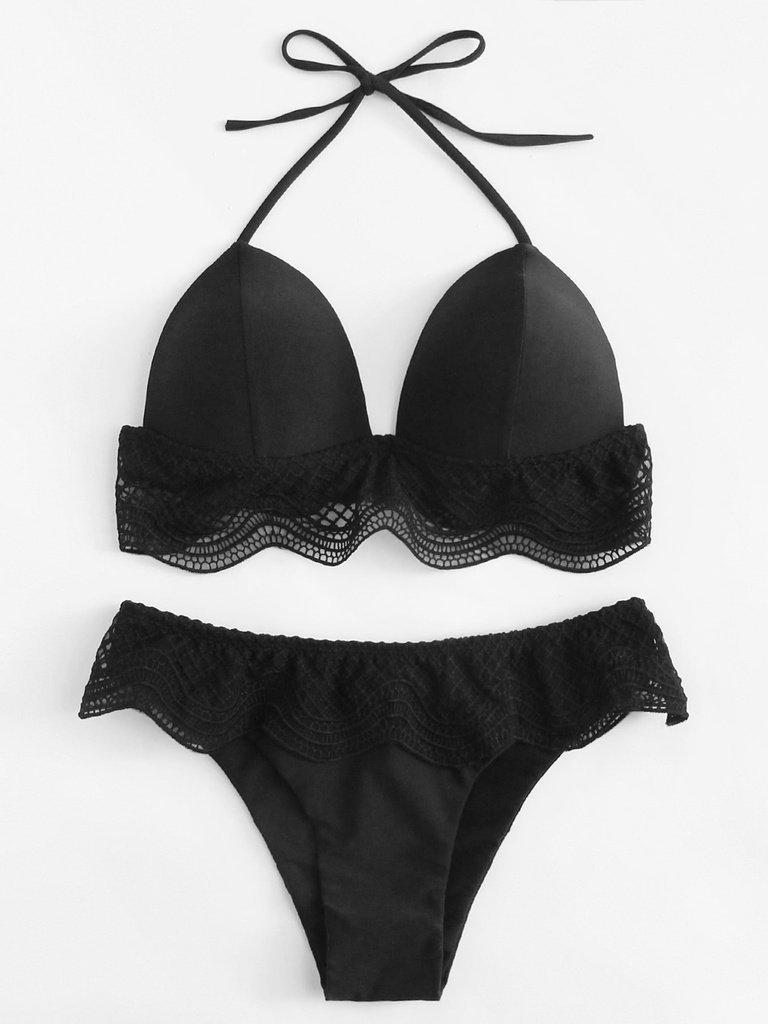 Crochet Lace Halter Bikini Set--Des Mess