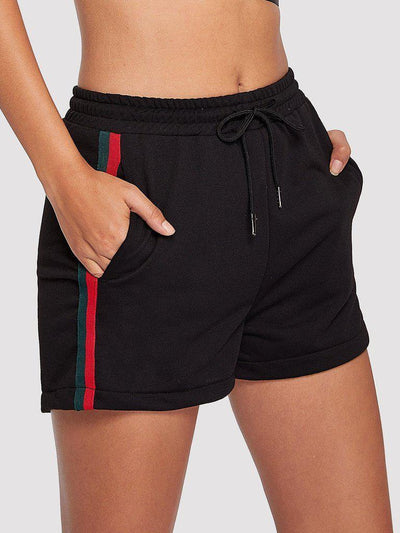 Striped Tape Side Drawstring Waist Shorts-bottom-Des Mess