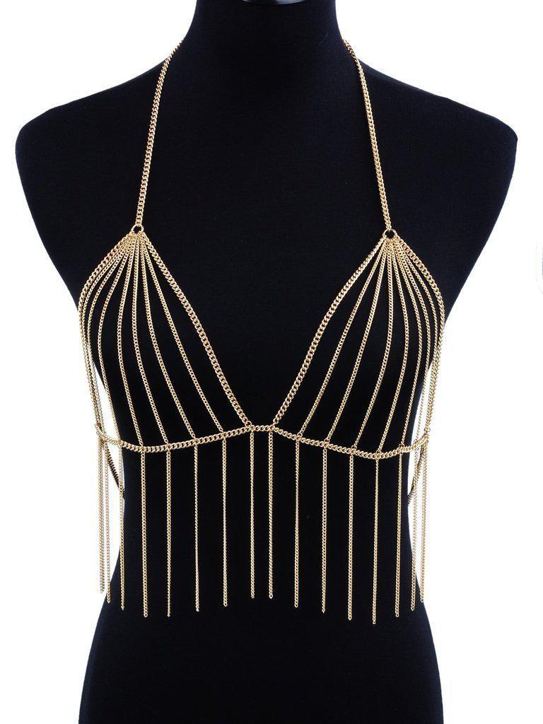 Chain Tassel Bralet Body Harness-jewelry-Des Mess