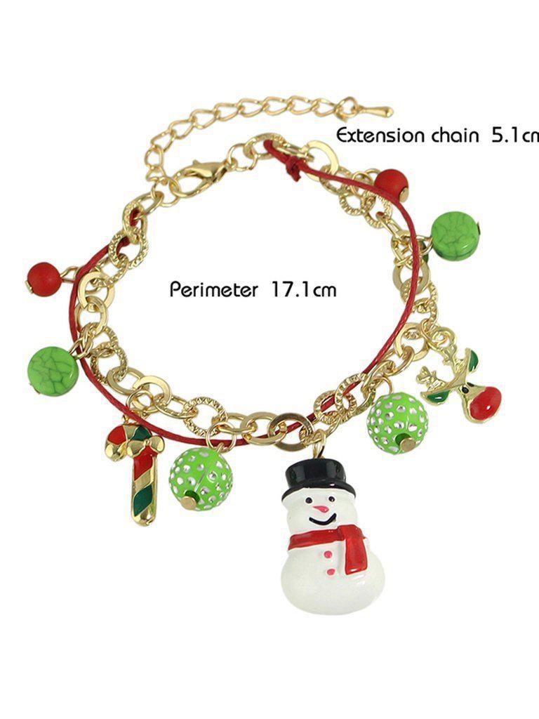 New Christmas Gift Colorful Balls Snowman Deer Charms Bracelet--Des Mess