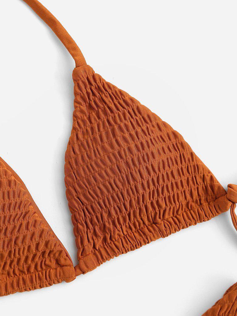 Tie Back Shirred Triangle Bikini Set--Des Mess