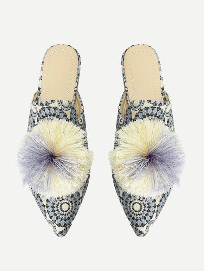 Pom Pom Decorated Flats-shoes-Des Mess