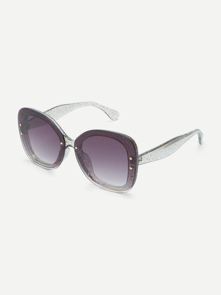 Glitter Frame Mirror Lens Sunglasses-accessories-Des Mess