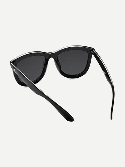 Metal Ring Detail Mirror Lens Sunglasses-accessories-Des Mess