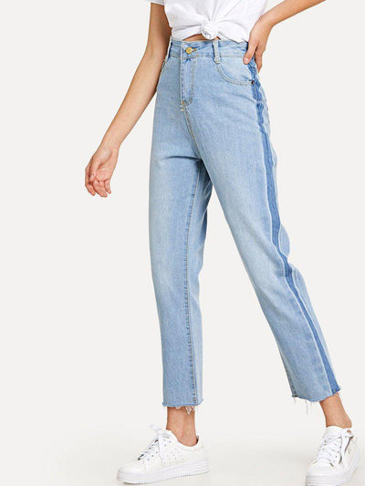 Frayed Hem Jeans-bottom-Des Mess