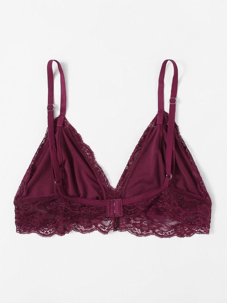 Lace Trim Triangle Bralette-lingerie-Des Mess