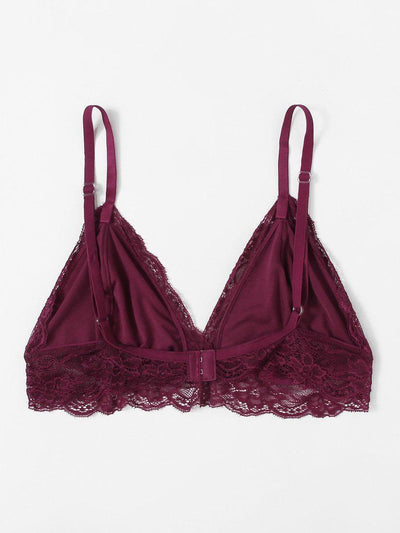 Lace Trim Triangle Bralette-lingerie-Des Mess