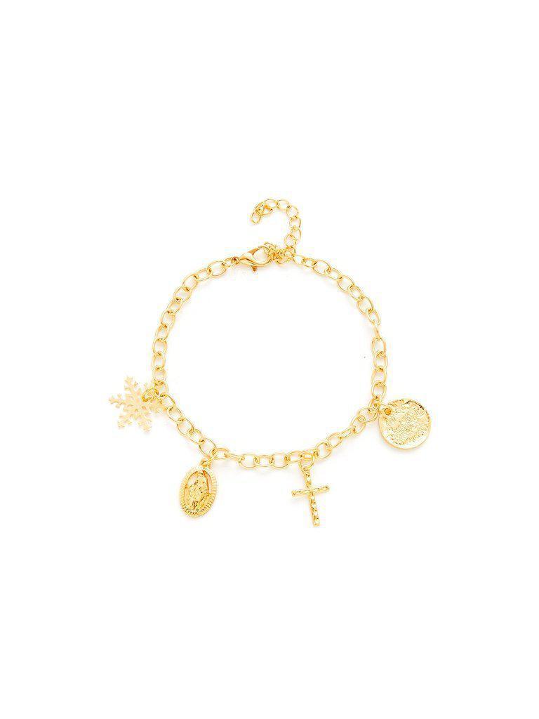 Snowflake & Cross Charm Link Bracelet--Des Mess
